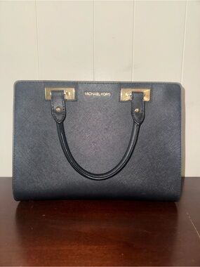 MICHAEL KORS Black Leather Satchel
